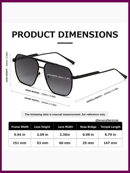 Metal Frame Polarized Sunglasses Retro Oversized Square Vintage Shades